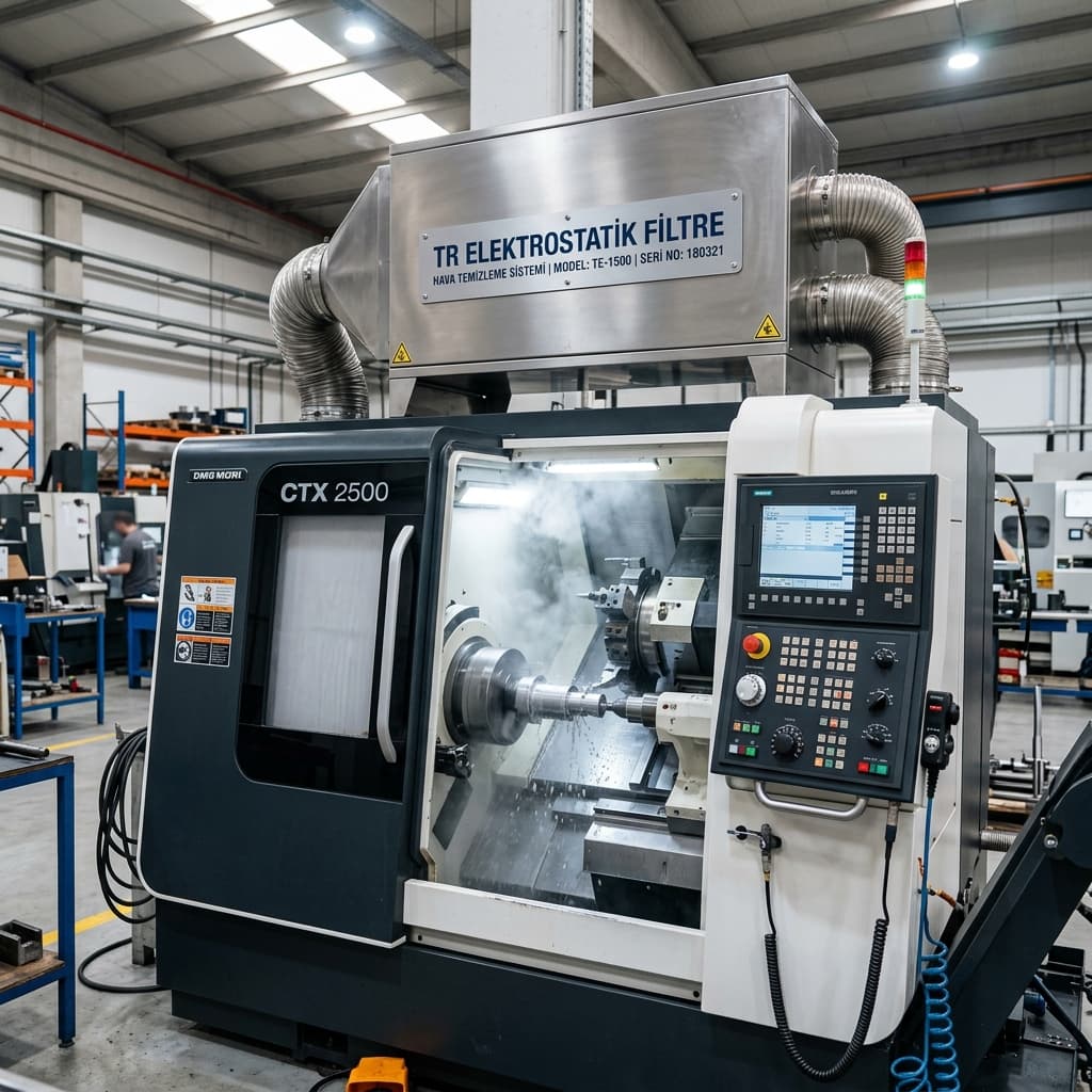 TR ELEKTROSTATİK FİLTRE markalı CNC yağ sis filtre ünitesi